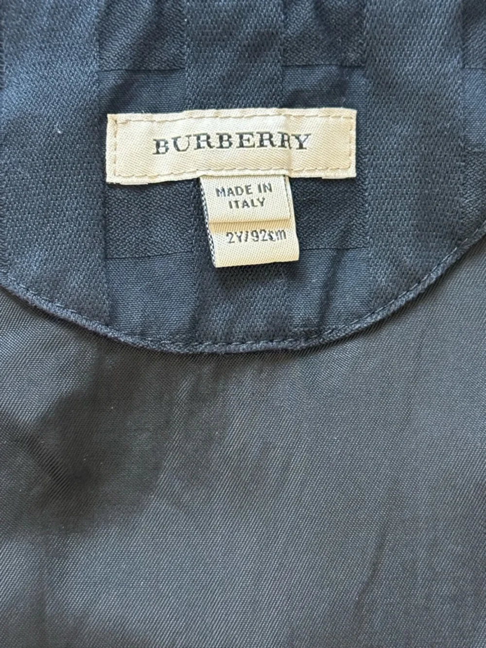 Burberry Kids Vest 2Y Navy Cotton Check Waistcoat Designer Toddler Boy Formal